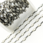 Load image into Gallery viewer, White Moonstone Pear Shape Bezel Oxidized Wire Chain. WMS40