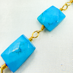 Load image into Gallery viewer, Turquoise Rectangle Shape Gold Plated Wire Chain. TRQ27