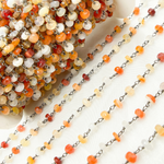 Load image into Gallery viewer, Fire Opal Oxidized Gold Plated Wire Chain. FOP3