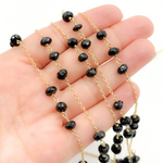 Load image into Gallery viewer, Black Spinel Gold Plated 925 Sterling Silver Wire Chain.