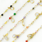 Load image into Gallery viewer, MCZ3. Multi Color Cubic Zirconia & CZ Dangle Gold Plated Wire Chain