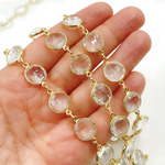 Load image into Gallery viewer, Crystal Round Shape Bezel Gold Plated Wire Chain. CR11