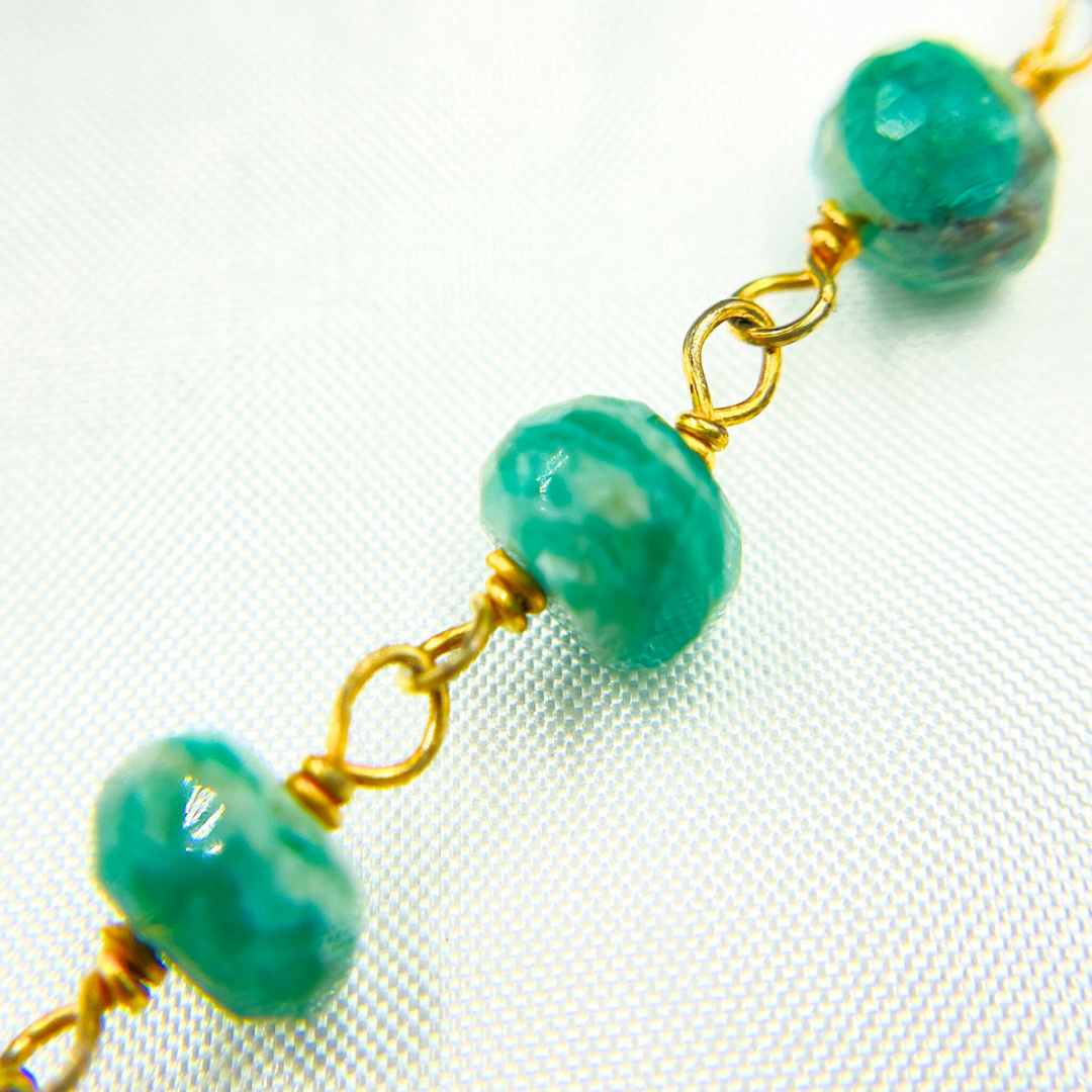 Amazonite Gold Plated Wire Chain. AMZ19