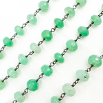 Load image into Gallery viewer, Chrysoprase Rondel Shape Oxidized Wire Chain. CHR22