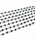 Load image into Gallery viewer, Black Spinel Wire Wrap Chain made with Black Rhodium 925 Sterling Silver. BSP15