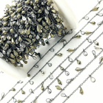 Load image into Gallery viewer, Pyrite and CZ Pear Shape Dangle Wire Chain. PYR32