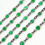 Load image into Gallery viewer, Green Onyx Round Shape Bezel Oxidized Wire Chain. ON2