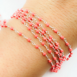 Load image into Gallery viewer, Coral 925 Sterling Silver Wire Chain. COR16