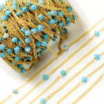 Load image into Gallery viewer, Turquoise Double Gold Plated Connected Wire Chain. TRQ12
