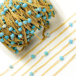 Load image into Gallery viewer, Turquoise Double Gold Plated Connected Wire Chain. TRQ12