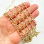 Load image into Gallery viewer, Coated Multi Moonstone Cluster Dangle Gold Plated Wire Chain. CMS42