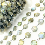 Load image into Gallery viewer, Labradorite Oxidized Wire Chain. LAB93