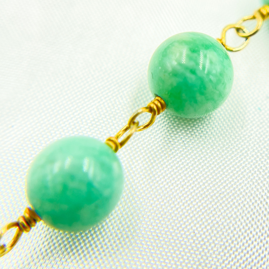 Amazonite Gold Plated Wire Chain. AMZ16