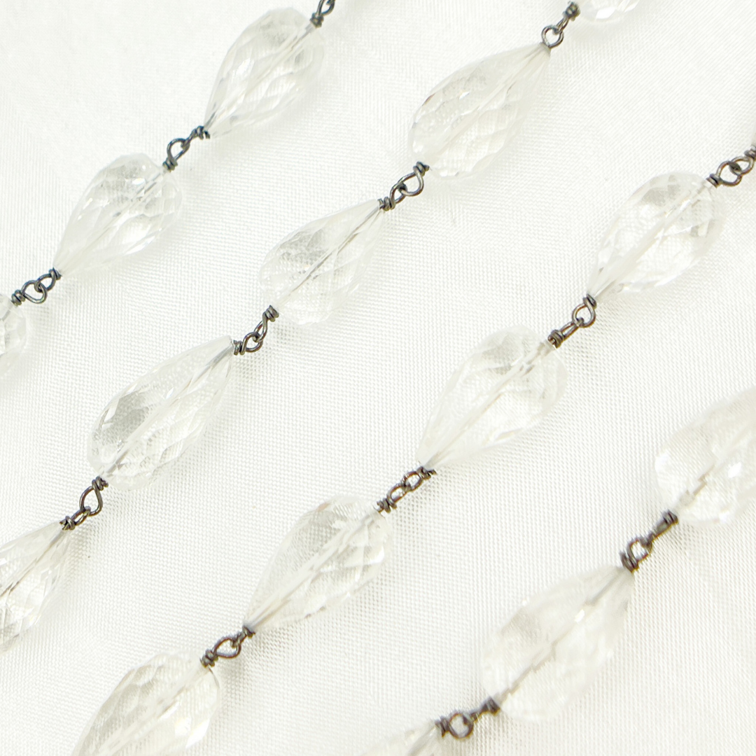 Crystal Tear Drop Shape Oxidized Wire Chain. CR26