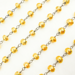 Load image into Gallery viewer, Golden Pyrite Faceted Rondel Oxidized Wire Chain. PYR42