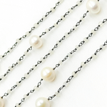 Load image into Gallery viewer, Moonstone & Pearl Oxidized 925 Sterling Silver Wire Chain. MS68