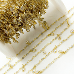 Load image into Gallery viewer, Labradorite & CZ Dangle Gold Plated Wire Chain. LAB40