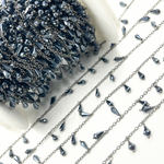 Load image into Gallery viewer, Coated Black Spinel Drop Dangle Oxidized Wire Chain. CBS9