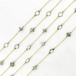 Load image into Gallery viewer, Labradorite & White Topaz Gold Plated Connected Wire Chain. LAB49