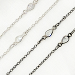 Load image into Gallery viewer, Silver Pear Shape Cubic Zirconia Connector With Chain. CZ15
