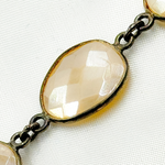 Load image into Gallery viewer, Coated White Moonstone Shape Bezel Oxidized Wire Chain. CMS97