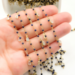 Load image into Gallery viewer, Lapis Lazuli & CZ Dangle Gold Plated Wire Chain