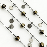 Load image into Gallery viewer, Pyrite and Dangle Disc Oxidized Connected Wire Chain. PYR20