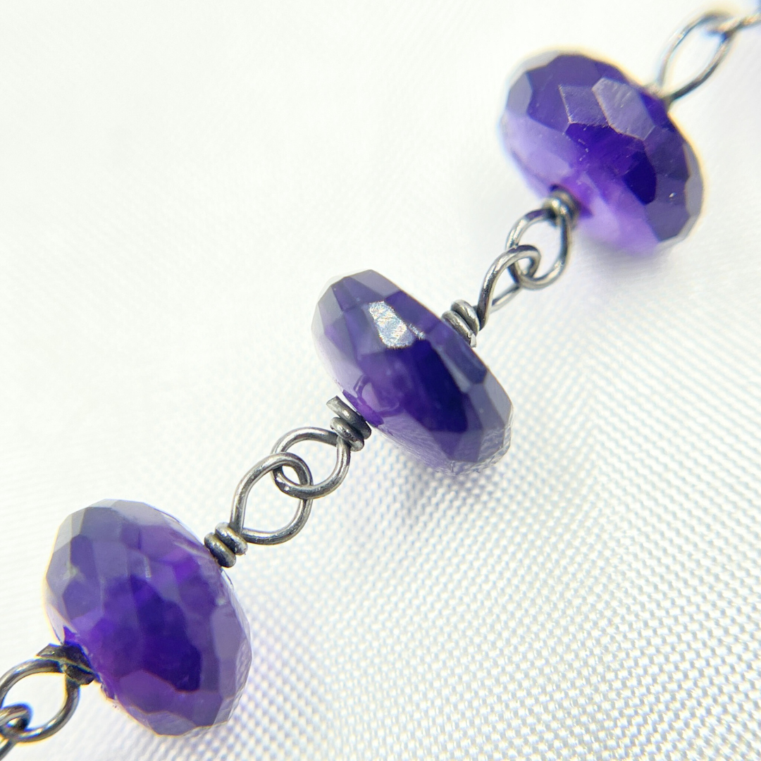 Amethyst Oxidized 925 Sterling Silver Wire Chain. AME12