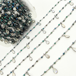 Load image into Gallery viewer, Chrysocolla & CZ Dangle Oxidized Wire Chain. CHR27