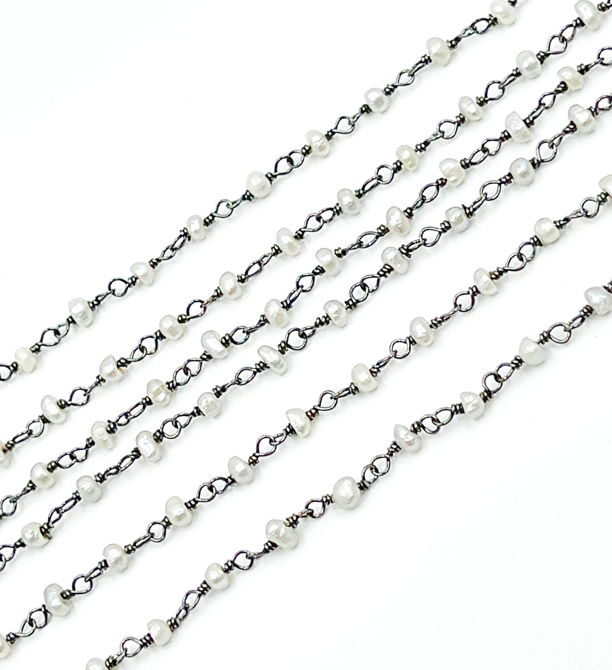 Grey Freshwater Pearl Wire Wrap Chain