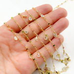 Load image into Gallery viewer, Multi Tourmaline & CZ Dangle Gold Plated Wire Chain. MTO17
