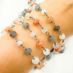 Load image into Gallery viewer, Multi Moonstone Oxidized Chain.