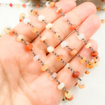 Load image into Gallery viewer, Fire Opal Oxidized Gold Plated Wire Chain. FOP3