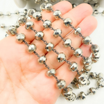 Load image into Gallery viewer, Steel Pyrite Faceted Rondel Oxidized Wire Chain. PYR39