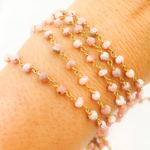 Load image into Gallery viewer, Rhodochrosite Gold Plated Wire Chain.