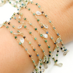 Load image into Gallery viewer, Chrysocolla & CZ Dangle Gold Plated Wire Chain.