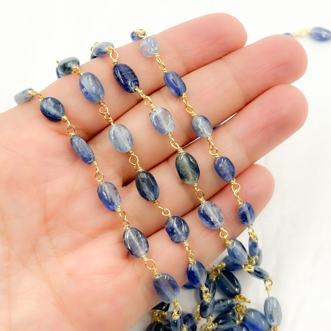 Kyanite Oval Shape Gold Plated Wire Chain. KYA5