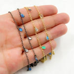 Load image into Gallery viewer, Created Blue Opal & CZ Tear Drop Shape Dangle Chain. CBO7