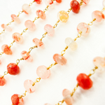 Load image into Gallery viewer, Strawberry Quartz Gold Plated Wire Chain. STQ7
