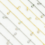 Load image into Gallery viewer, Created White Opal + CZ Pear Shape Dangle Chain. CWO14