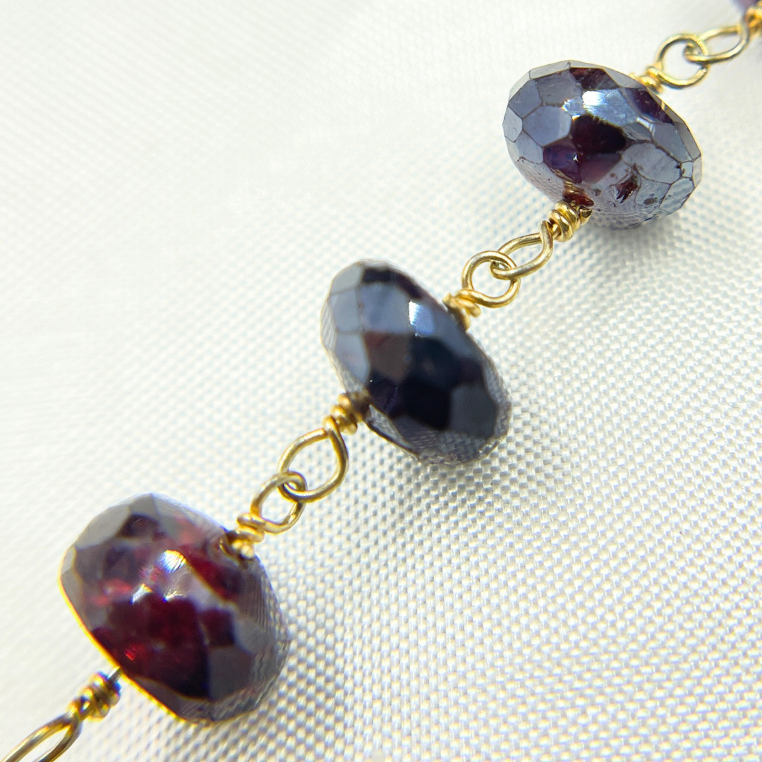 Coated Garnet Gold Plated Wire Chain. CGR3