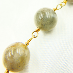 Load image into Gallery viewer, Labradorite Smooth Round Shape Gold Plated Wire Chain. LAB86