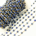 Load image into Gallery viewer, Lapis Lazuli Round Shape Gold Plated Wire Chain. LAP12