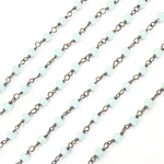 Load image into Gallery viewer, Aqua Color Chalcedony Black Rhodium 925 Sterling Silver Wire Chain. PCL8
