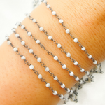 Load image into Gallery viewer, White Moonstone Oxidized Wire Chain. WMS26