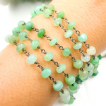 Load image into Gallery viewer, Chrysoprase Smooth Oxidized Wire Chain. CHR23