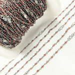Load image into Gallery viewer, Garnet & CZ Oxidized Wire Chain. GAR13