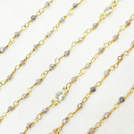 Load image into Gallery viewer, Coated Multi Moonstone & CZ Gold Plated Wire Chain. CMS66