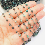 Load image into Gallery viewer, Chrysocolla Black Rhodium 925 Sterling Silver Wire Chain. CSO5