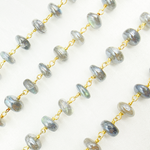Load image into Gallery viewer, Coated Labradorite Rondel Smooth Gold Plated Wire Chain. CLB43
